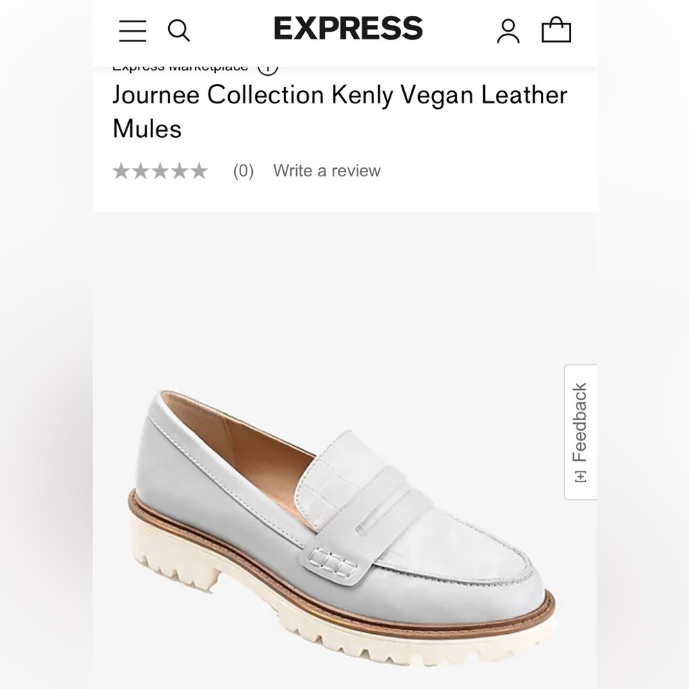 SIZE 7 🛍️ NEW Journey collection kenly grey VEGAN leather loafer penny shoe lug